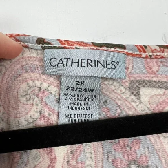 Catherines Paisley Tank Top - Pink and Black - Picture 2 of 3